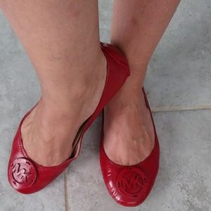 Michael Kors Red Patent Leather Ballet Flats